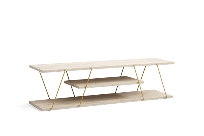 Hanah Home Soporte de TV Canaz - Gold, Travertine Hanah Home Soporte de TV Canaz - Gold, Travertine